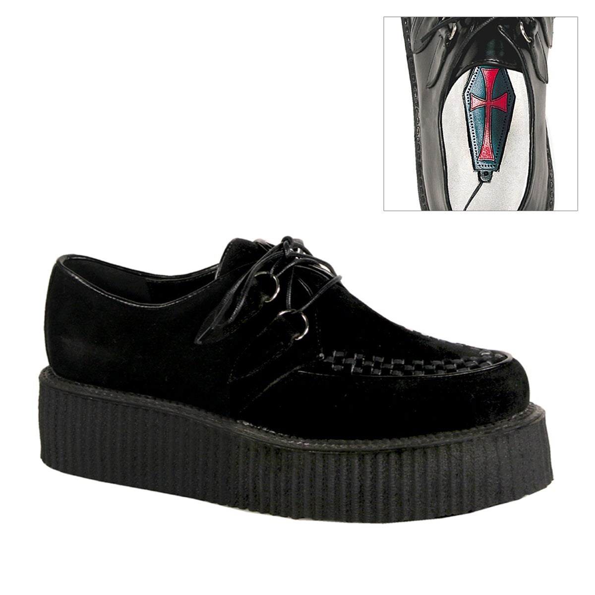 Zapatos Creepers Demonia V-CREEPER-502S Vegan Gamuza Hombre Negros | MX-4-DLC