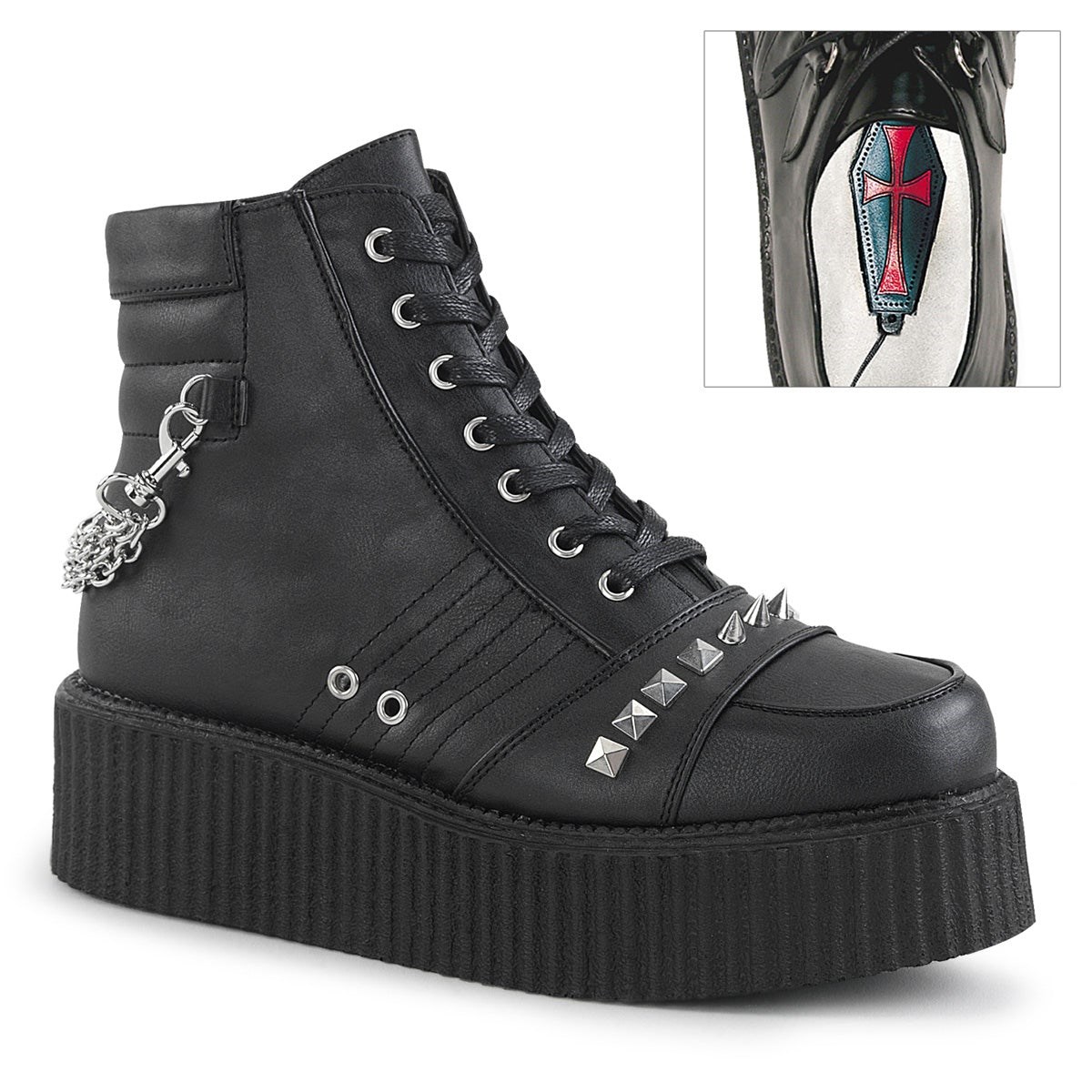 Zapatos Creepers Demonia V-CREEPER-565 Vegan Cuero Mujer Negros | MX-4-DFU