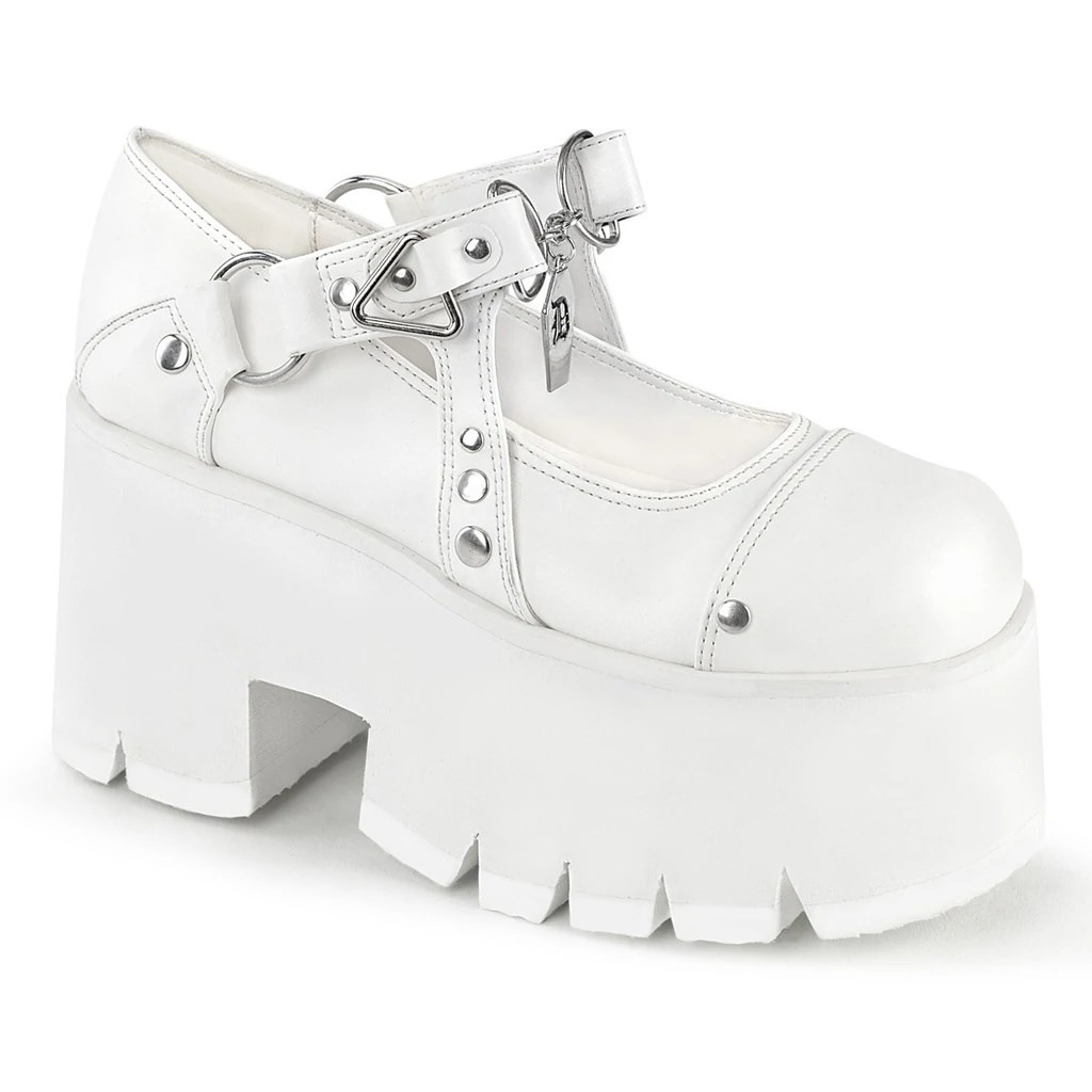 Zapatos Mary Jane Demonia Ashes-33 Vegan Cuero Mujer Blancos | MX-3-CEO