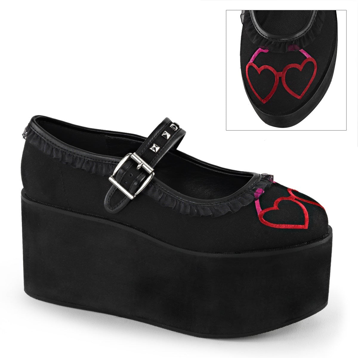 Zapatos Mary Jane Demonia Click-02-1 Lona Mujer Negros | MX-8-ERF