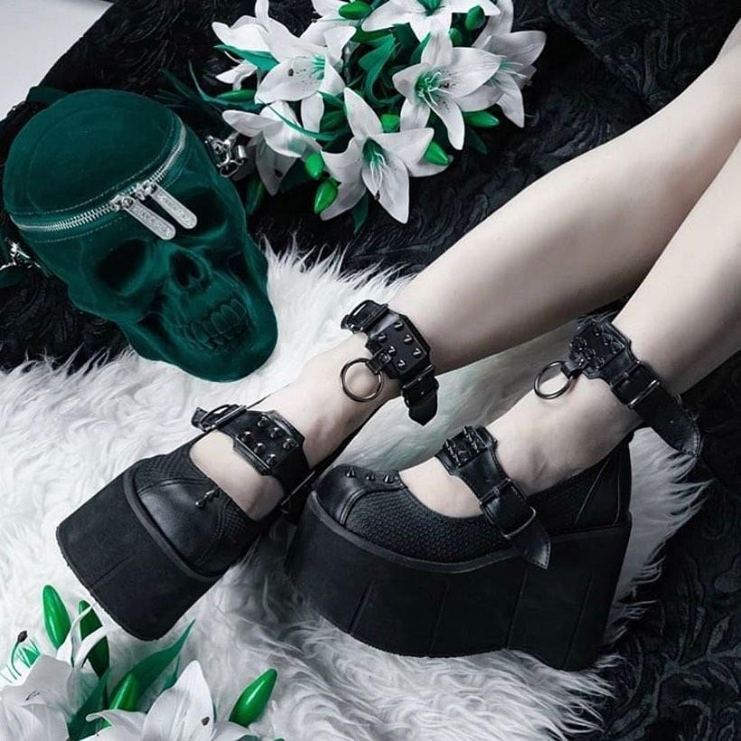 Zapatos Mary Jane Demonia Kera-12 Vegan Cuero Mujer Negros | MX-7-BCT