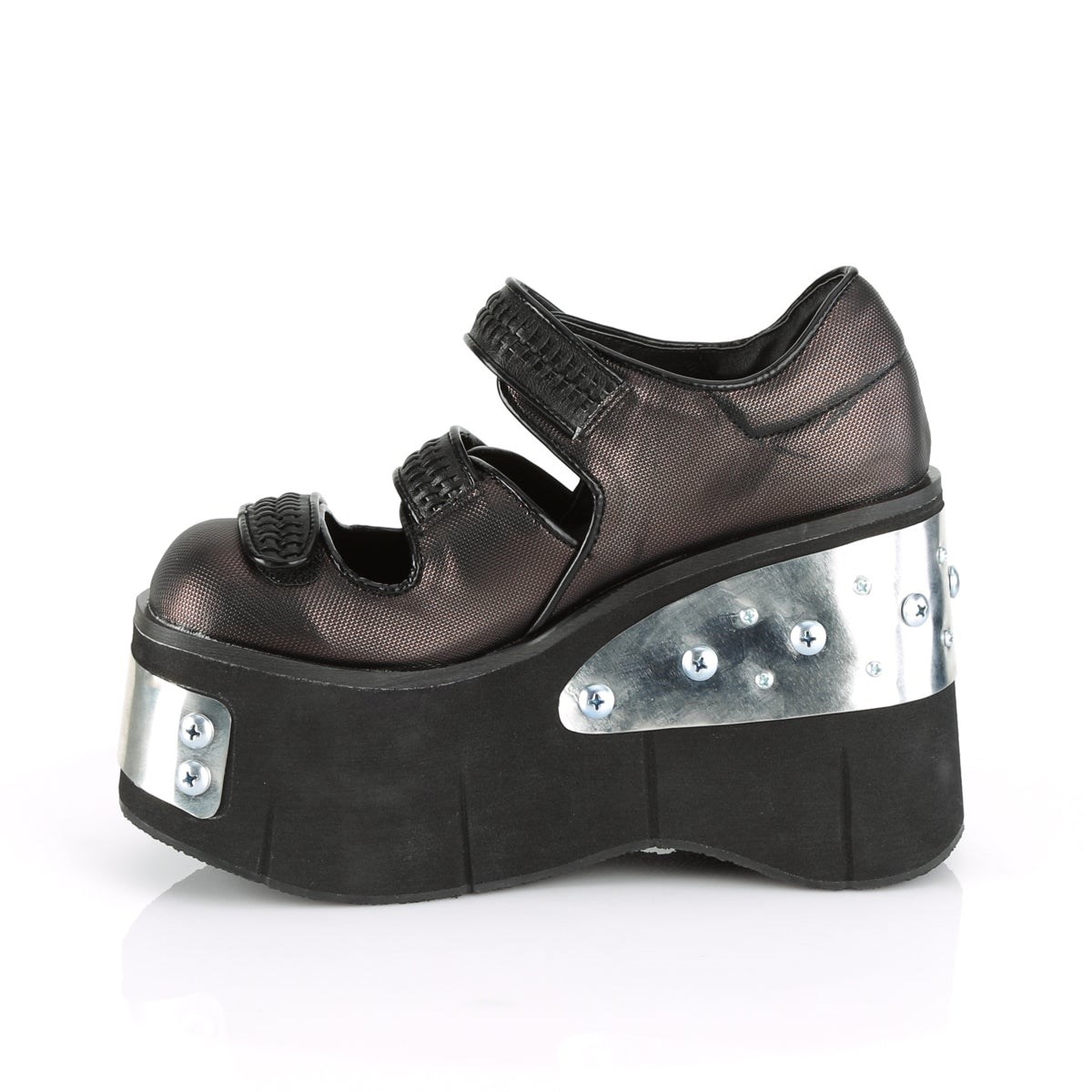 Zapatos Mary Jane Demonia Kera-13 Pewter Vegan Cuero Mujer Negros | MX-9-MYZ