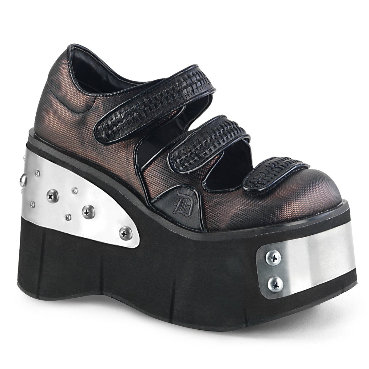 Zapatos Mary Jane Demonia Kera-13 Pewter Vegan Cuero Mujer Negros | MX-9-MYZ