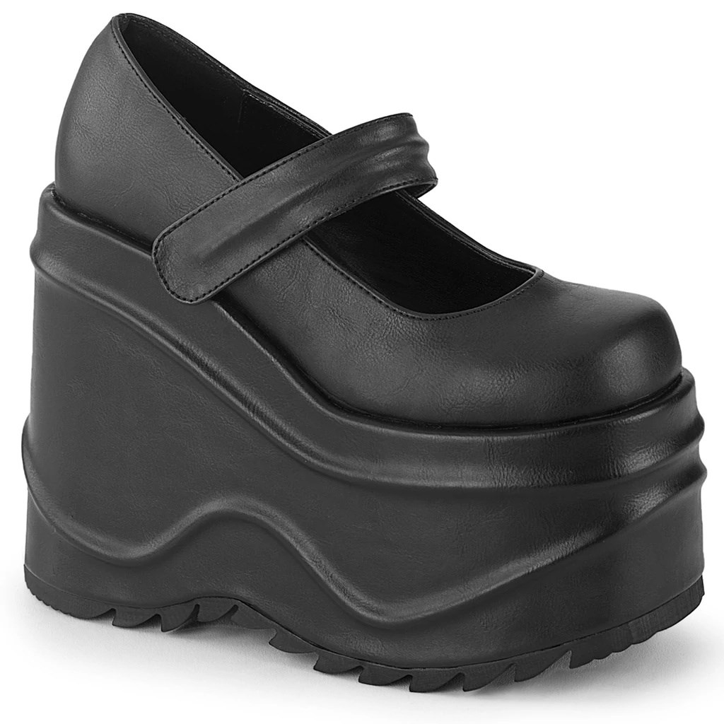 Zapatos Mary Jane Demonia Wave-32 Vegan Cuero Mujer Negros | MX-5-FBR