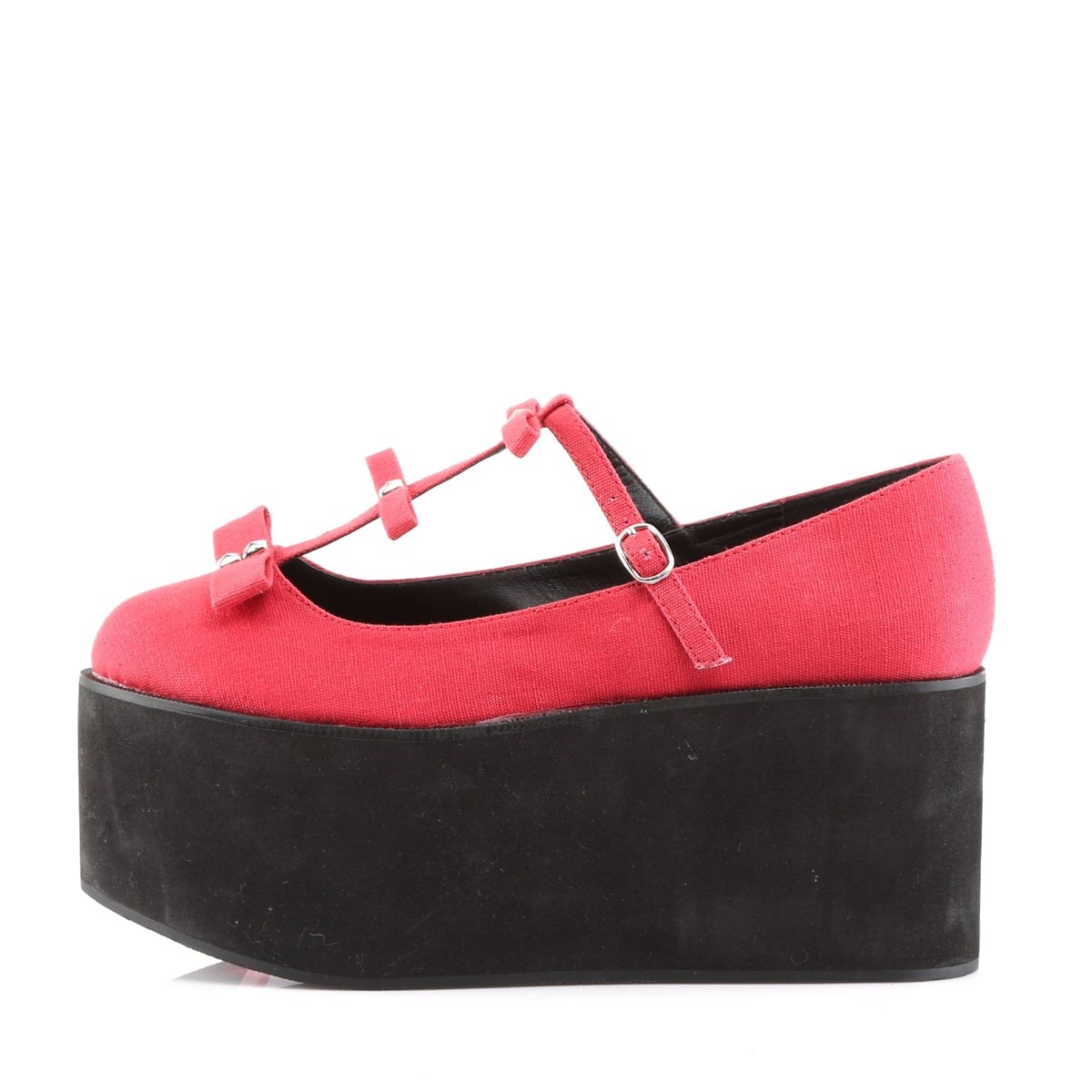 Zapatos Plataforma Demonia Click-08 Lona Mujer Rojos | MX-0-JXG