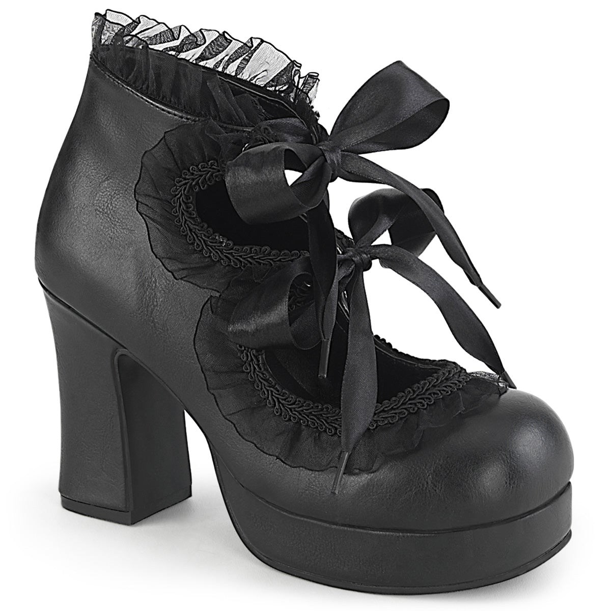 Zapatos Plataforma Demonia Gothika-53 Vegan Cuero Mujer Negros | MX-4-PEI