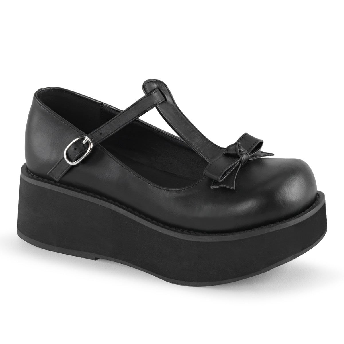 Zapatos Plataforma Demonia Sprite-03 Vegan Cuero Mujer Negros | MX-0-CIV