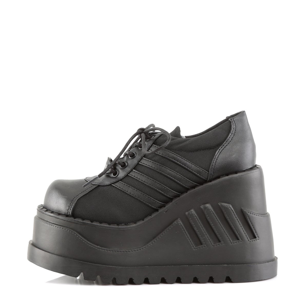 Zapatos Plataforma Demonia Stomp-08 Vegan Cuero Mujer Negros | MX-8-BJR