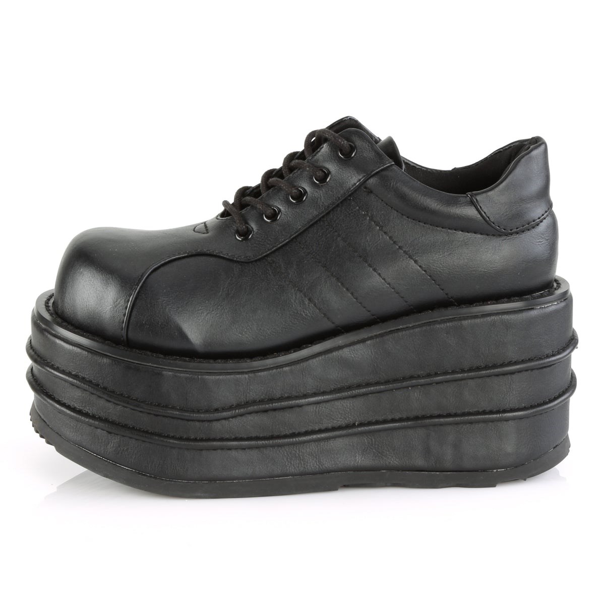 Zapatos Plataforma Demonia Tempo-08 Vegan Cuero Mujer Negros | MX-6-SMA