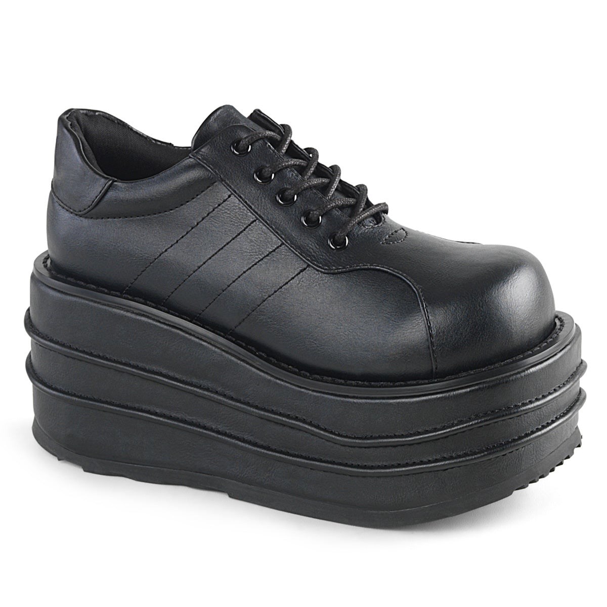 Zapatos Plataforma Demonia Tempo-08 Vegan Cuero Mujer Negros | MX-6-SMA